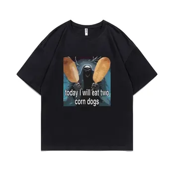 Astazi Va voi Mânca Doi Câini de Porumb Print T-shirt Amuzant Schelet Născut La Rahat Obligați Să Ștergeți Meme Tricou Barbati pentru Femei de Moda Tees