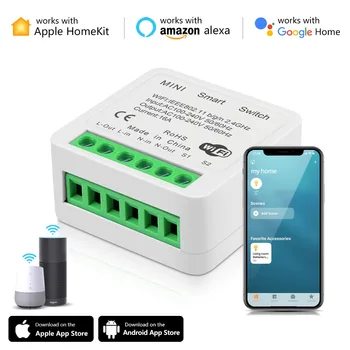 Wifi Smart Switch Smart Home LED Mini Comuta Aparat de Control APLICAȚIE Funcționează Cu Apple Homekit Alexa Google Assistant Home