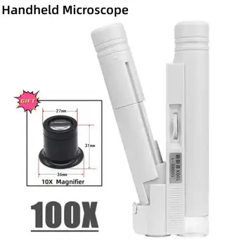 Portabile Microscop 40X 80X 100X Mini de Buzunar Portabil Microscop cu LED Lampa Pliabila Bijuterii Lupă Lupă Mărire