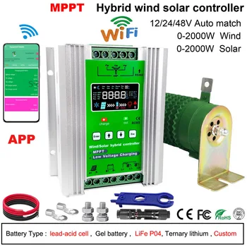 De înaltă Eficiență 3000W 12/24/48V Off Grid Inteligent MPPT Vântul Solar Hibrid de Încărcare Controler cu display LCD si dump load