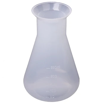 6X Plastic Transparent Chimice de Laborator Flacoane Erlenmeyer Recipient Sticla - 250 Ml
