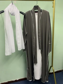 Patru Piese Set Abaya Eid Mubarak Halat de Ramadan Abaya Dubai de Lux pentru Femei Musulmane Islamice Cusaturi Overlock Caftan Abaya Set