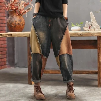 Toamna Coreean Designer De Moda Denim Pantaloni Femei Vrac Casual, Blugi Doamnelor Vintage Punk Stil Harem Pantaloni Plus Dimensiune Pantaloni