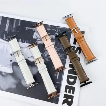 High-end piele de Vacă din Piele+Otel Inoxidabil Watchbands pentru Iwatch Seria Ultra 8 749mm 45mm Moale Curea de Ceas pentru Apple 40mm 41mm