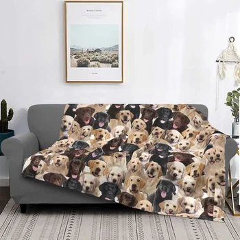 Labrador Câine Drăguț Pătură Flanel Primăvară, Toamnă, Crăciun Fericit Portabil Moale Arunca Pături pentru Pat Birou Covor Bucata