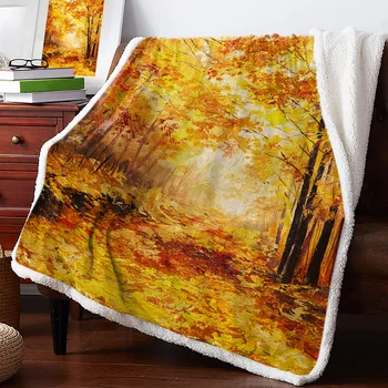 Pictură în ulei Pădure de Iarnă Caldă Cașmir Pătură pentru Pat Lână Arunca Pături pentru Birou Cuvertură de pat