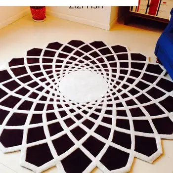 Negru Rotund covor alfombras Moderne, covoare lucrate Manual camera de zi Dormitor creatoare de Moda masă de Cafea, canapea tapete