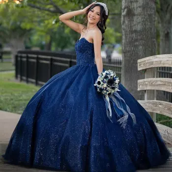 Albastru Regal Minge Rochie Quinceanera Prințesă Rochii 2024 Sequin Vestidos De 15 Anos Quinceañeras Dantelă Dulce 16 Petrecere Rochie