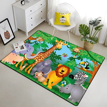 Junglă drăguț Animale desene animate 3D imprimate zona covor pentru copii Living Dormitor podea mat, mat Bucătărie Dormitor pentru Copii Mat