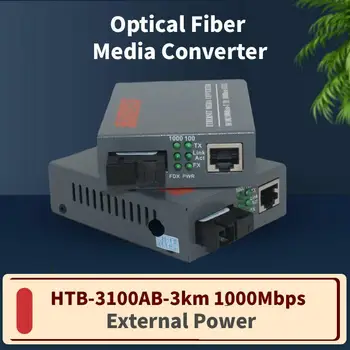 1/3 Pereche de Fibra de Emisie-recepție HTB-3100AB-3km 10/100/1000Mbps Modul Single Fiber SC Port de Fibra Optica Media Converter de Alimentare Externă