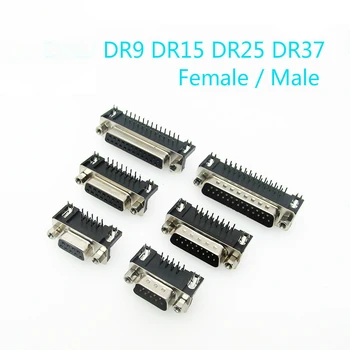 5Pcs DR9 DR15 DR25 DR37 de sex Feminin/Masculin unghi drept Sudate d-sub Conector port serial RS232 adaptor 9/15/25/37 pin