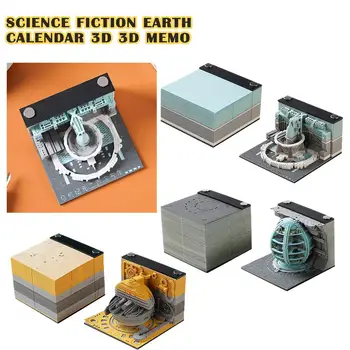 Science-Fiction Pământ 3d Notepad 2024 Calendar Memo Cadou Arry Papetărie Pad Note Noutate Accesorii de Design de Hârtie Notă Bl U9m5
