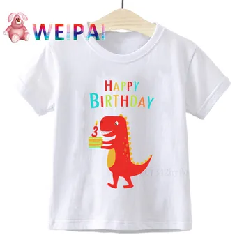 Băiatul Dinozaur Fericit Ziua de nastere 1-9 Număr de Ziua de nastere Print T Shirt Copii T-shirt Băiat și Fată Cadou Amuzant Tricou Cadou de Familie Tinuta