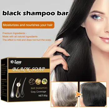 Negru Săpun Șampon Pentru Părul Gri de Păr Hrănitoare Sampon Sapun Negru Șampon Săpun Regenera Bara de Păr Gri Culoare Alb Vopsea Z1F6