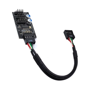 9Pin Hub USB Conector USB Splitter de la 1 La 3 USB2.0 9Pin Bord Antet Cablu Pentru Apă de Răcire Pentru RGB LED Fan Speed Test Negru