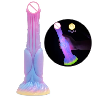 Colorat Glow-in-the-întuneric Silicon Penis artificial Analsex Jucarii Sex Masculin și de sex Feminin Masturbatori Dilatator Anal Masaj Adult Erotic Jucarii Sexuale