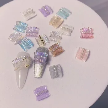 10buc Aurora Rășină Decoratiuni de Arta Unghiilor Fusta Dantela Falduri Design Farmec Perle de Cristal, Ornamente Manicurel Accesorii Bijuterii