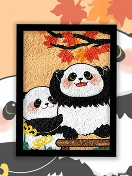 Drăguț Panda-colorate pictate cu vopsea de ulei în ulei pictate de culoare și plin de culoare și simplu copii de mână cu pictura culoare