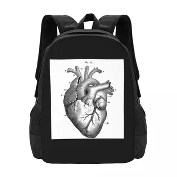Vintage Desen Anatomic Inima Omului Colaborare Rucsac Mare Capacitate Drăguț Haine Pliabil Rucsaci