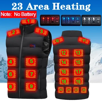 23 de Zone de Încălzire Vesta Geaca Barbati de Iarna Electrice Incalzite Vesta Bărbați Inteligente USB Infraroșu Vesta Pentru Sport Drumetii, Camping Unisex