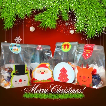 Crăciun Cookie Pungi de Celofan, Tort, Cookie-uri Ambalaje -Gustări,Petrecere, Favoare,Cadou de Nunta, Pâine Manual Pungă de Plastic, 10buc