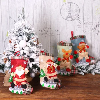 Ciorapi de crăciun Moș crăciun Bomboane BagClaus Ciorap Cadou Copii Candy Bag Noel Xmas Decor pentru Acasă Ornamente pentru Pomul de Craciun