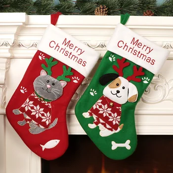 Drăguț pisică și de Câine ciorapi de Craciun desene animate de craciun șosete sac de cadouri decor șosete de Crăciun Copac Pandantiv