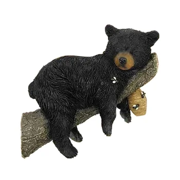 Drăguț Urs care Doarme Agățat într-un Copac de Sculptură,Amuzant Urs Negru Pui de Somn Agățat într-un Copac Figurina