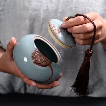 Ceramica de Portelan Ceai Caddy, Stil Chinezesc Cutie de Depozitare, Portabil Sigilat Cutii de Ceai, un rezervor pentru Condimente Organizator, Ceai Borcane