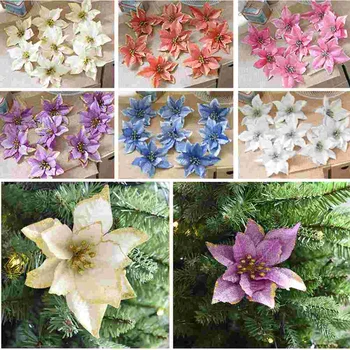 13cm Sclipici Artificiale Flori de Craciun Ornamente pentru Pomul de Craciun Petrecere de Nunta, Decoratiuni de Anul Nou Navidad