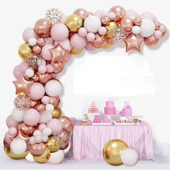 122Pcs a Crescut de Aur Balon Ghirlanda Arc Kit Roz Confetti Stele Balon Pentru Fata Femei Petrecerea de Ziua Decor DIY Petrecere de Nunta Decor