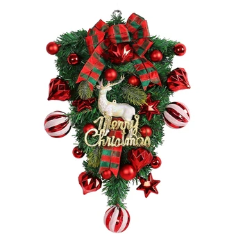 Coroană De Crăciun Decorativ Agatat Ornament Artificiale Coroană De Flori De Craciun Pentru Usa, Perete, Semineu Ușor De Utilizat