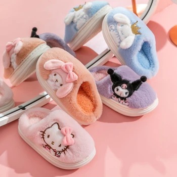 Sanrio Copii Pantofi pentru Fete Hello Kitty Desene animate Drăguț Kuromi Melodie Papuci de Casa Gros de Iarna Cald Kawaii Non-alunecare Papuci de casă Cadouri