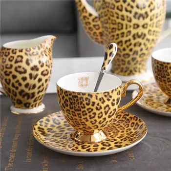 Bone China Britanic Cana De Ceai Ceașcă De Leopard De Imprimare De Portelan De Cafea Cana Ceramica Tacamuri