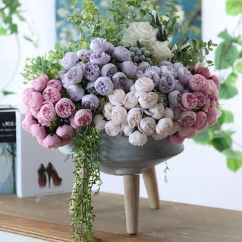 Frumos Trandafir de Ceai buchet de flori matase flori artificiale acasă decoratiuni de gradina rose artificielle flores petrecerea de nunta de nunta favoruri