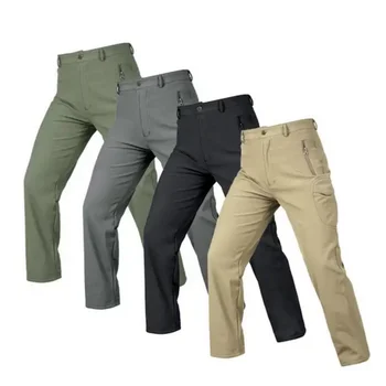 Bărbați Tactice de Vânătoare Pantaloni Impermeabil Căptușeală Lână Cald Pantaloni Softshell Outdoor Windproof Pantaloni Drepte