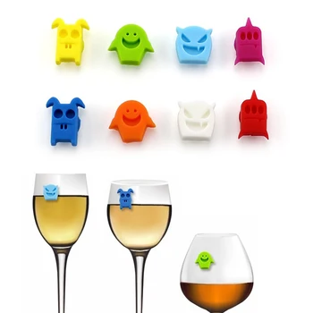 8Pcs Mini Demon Forma Pahar de Vin Farmece Silicon Pahar de Vin Markeri Cocktail-uri de Băut Cupa Semn de Aspirație Ceașcă de Identificare Pentru Petrecere