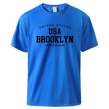 Statele Unite Ale Americii Brooklyn Atletic Divizia De Print T-Shirt Pentru Bărbați Grafic Amuzant De Bumbac Cu Mânecă Scurtă Soft Top Cool T-Shirt Perfectă