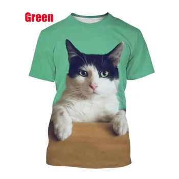 Pisica drăguț de Imprimare 3D Maneci Scurte Moda Casual T-Shirt Amuzant Animal Maneca Scurta Top