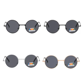 1/2/4BUC Clasic Retro Vintage Rotund Polarizat ochelari de Soare pentru Barbati Ochelari de Soare Femei, Cadru Metalic Negru Lentile de Conducere Pescuit Ochelari