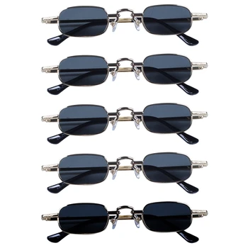 6X Retro Punk Ochelari Clar Pătrat ochelari de Soare pentru Femei ochelari de Soare Retro Bărbați Cadru Metalic-Negru Gri & Aur