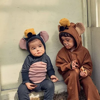 HoneyCherry Noi de Halloween Mouse-ul pentru Copii cu Gluga Romper Copil Nou-născut de Bumbac cu mâneci Lungi Vladan