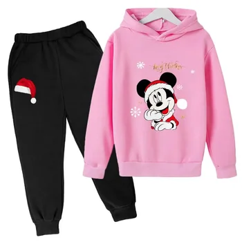 Disney Mickey Mouse de Craciun pentru Copii Seturi de Haine Pentru Baieti Hanorace Pantaloni 2 buc Desene animate pentru Copii Treninguri Haine de Copil Costum de Băiat