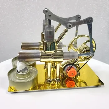 Aer cald Motorul Stirling Echilibrat Twin Cilindru Motor DIY cu un Singur Cilindru, Motor cu Aburi Model de Experiment Didactic din Învățământul Jucarii
