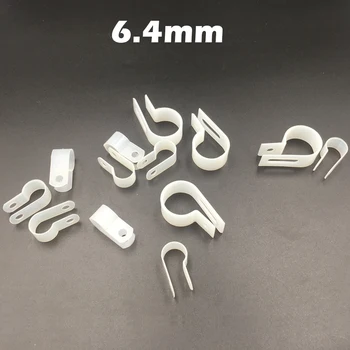 500pcs 6.4 mm Plastic Alb Sârmă Furtun Tubing Fanstening R-Tip Linie de Card Cablu Fix Tie Muntele Organizator Titular R Clip Clemă