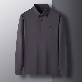 Rever Tricou Polo Moale Casual, de Culoare Pură Maneca Lunga T-shirt Om Broderie de Înaltă calitate Nouă Primăvară de Toamnă Sfârșitul de Afaceri de Imprimare