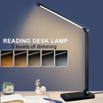 Lampa de Birou LED Lumina de Noapte USB Alimentat de Protecție a Ochilor Cămin Studențesc Lectură Lampă de Birou 5-nivelul intensității luminoase Atinge Lumina de Noapte