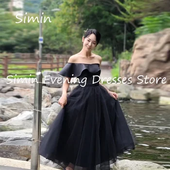 Simin Tul O-linie Off-the-shoulder Lace Zburli Formale Rochie de Bal Coreea de Podea-lungime de Seara Elegante, rochii de Petrecere pentru femei 2023