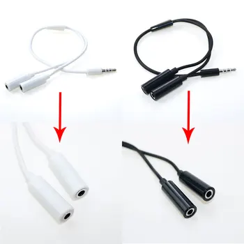Y Splitter Cablu 3.5 mm, 1 Mascul la 2 Dublu Feminin Cablu Audio Pentru Căști MP3 MP4 Mufă Stereo Jack Adaptor alb-negru