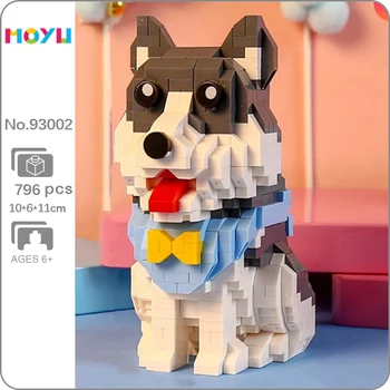 Moyu 93002 Lumea Animală Câini Husky Siberian Arc Eșarfă Animal De Companie Model De Păpușă Mini Diamond Blocuri Caramizi De Constructie De Jucarie Pentru Copii Fără Cutie